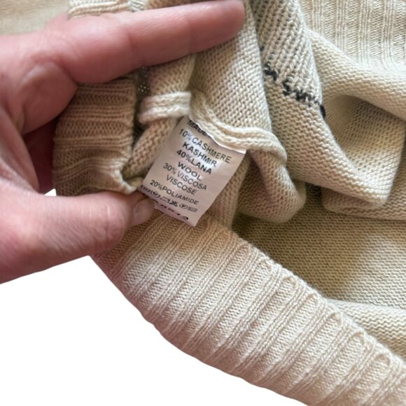 Cahmere Blend Polca dot Knit Sweater Black Beige - Picture 3 of 7